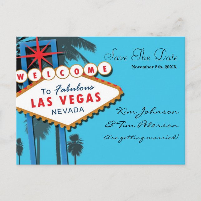 Las Vegas Casino Wedding Save The Date Postcard (Front)