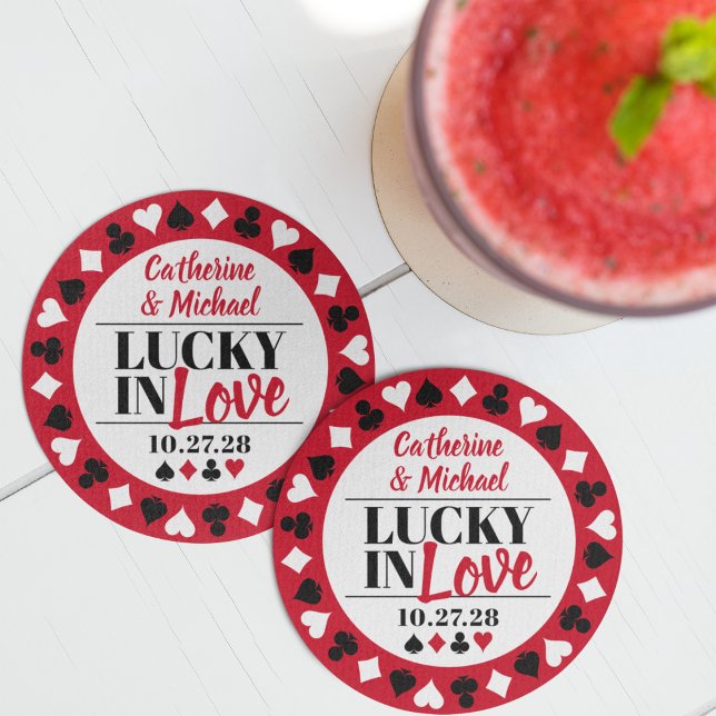 Las Vegas Casino Wedding Save The Date Round Paper Coaster (Creator Uploaded)