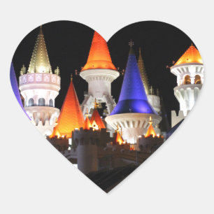 Las Vegas Castle Hotel Gaming Vegas City Colourful Heart Sticker
