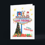 Las Vegas Christmas Card<br><div class="desc">Adorable Las Vegas Christmas Card.  With the famous Las Vegas Sign. Santa and Rudolph sitting on top of the sign.  View of the strip below with Christmas tree and presents!  You have the option to personalise your card inside.  You won't find any of our cards at the stores!!</div>