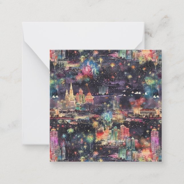 Las Vegas Christmas & New Year's in Watercolors Card (Front)