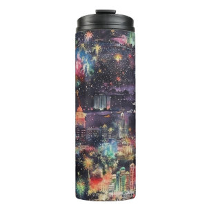 Las Vegas Christmas & New Year's in Watercolors Thermal Tumbler