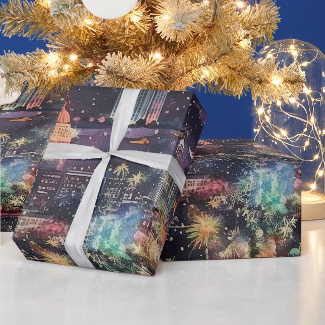 Las Vegas Christmas & New Year's in Watercolors Wrapping Paper (Holidays)