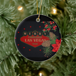 Las Vegas Christmas Personalised Ceramic Ornament