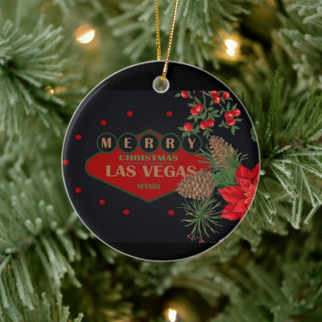 Las Vegas Christmas Personalised Ceramic Ornament (Tree)