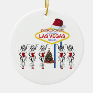 Las Vegas Christmas Personalised Ceramic Ornament