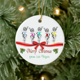 Las Vegas Christmas Personalised Ceramic Ornament