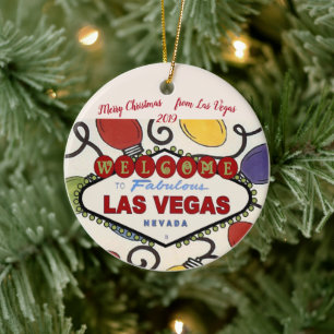 Las Vegas Christmas Personalized Ceramic Ornament