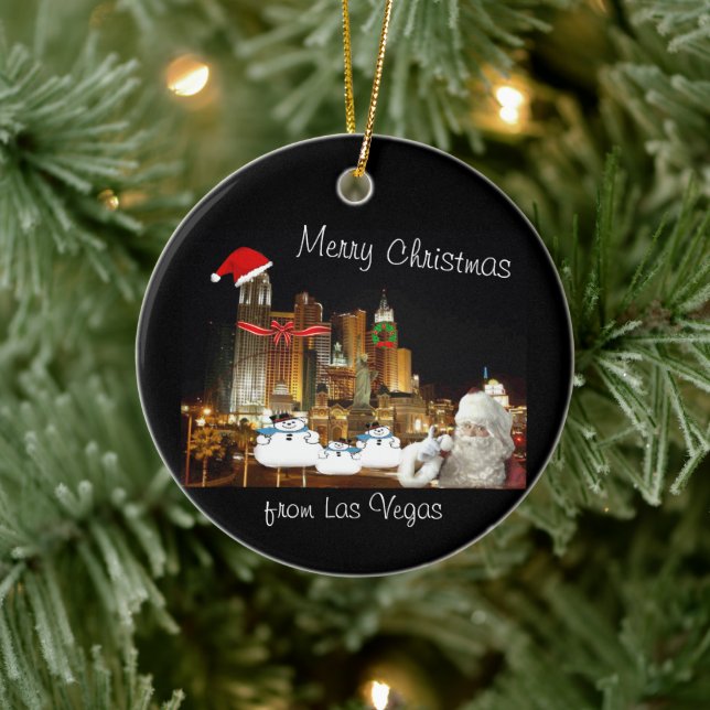 Las Vegas Christmas Personalized Ceramic Ornament (Tree)