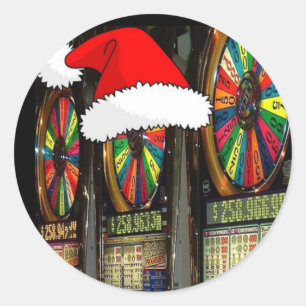 Las Vegas Christmas Slots Classic Round Sticker