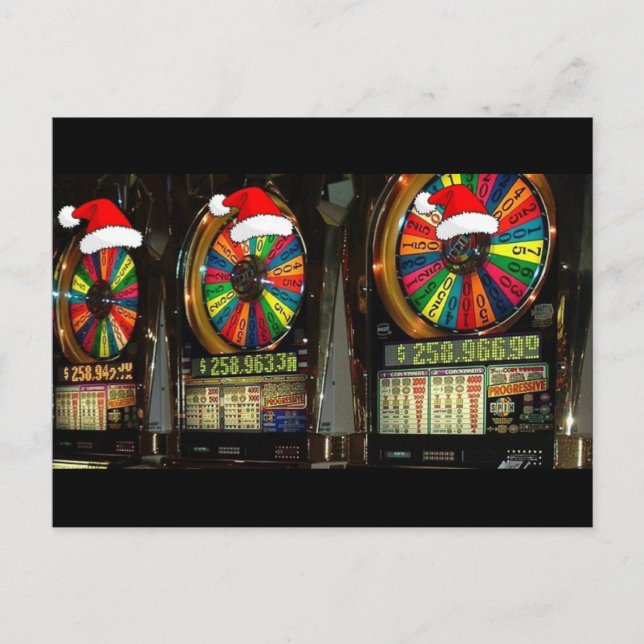 Las Vegas Christmas Slots Holiday Postcard (Front)