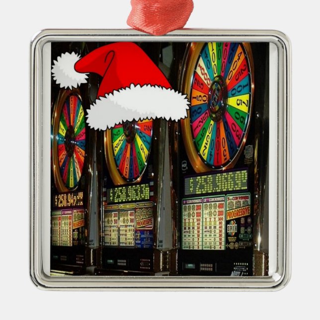 Las Vegas Christmas Slots Metal Tree Decoration (Front)