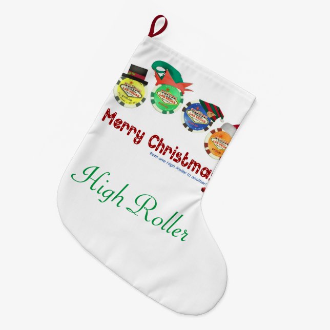 Las Vegas Christmas Stocking. High Roller Large Christmas Stocking (Front (Hanging))
