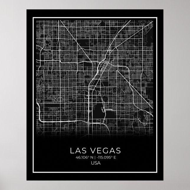 Las Vegas City Map - Las Vegas Black Map Poster (Front)