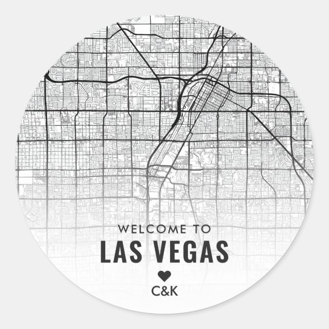 Las Vegas City Map | Wedding Welcome Classic Round Sticker (Front)