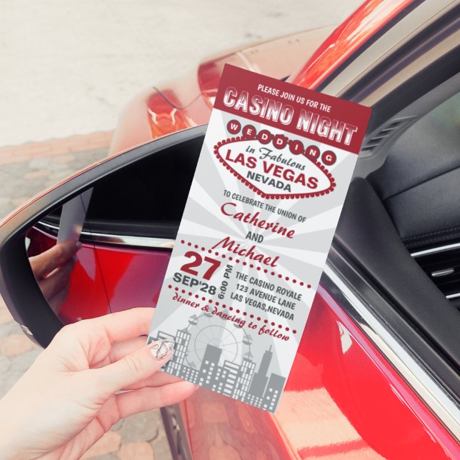 Las Vegas City Skyline Casino Night Wedding Invitation (Creator Uploaded)