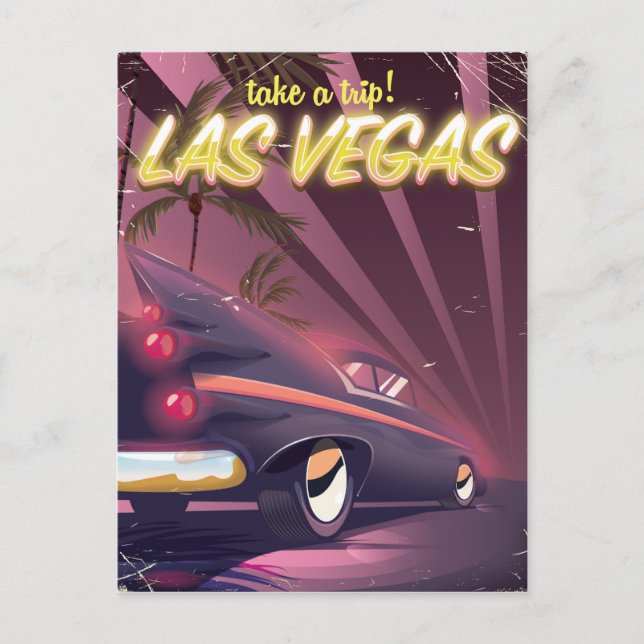 Las Vegas Classic car travel poster Postcard (Front)