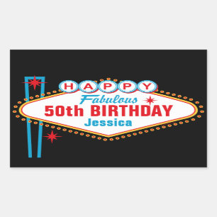 Las Vegas Custom Happy Birthday Rectangular Sticker