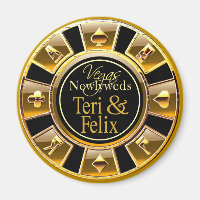 Las Vegas Deluxe Gold Casino Chip Magnet Favour