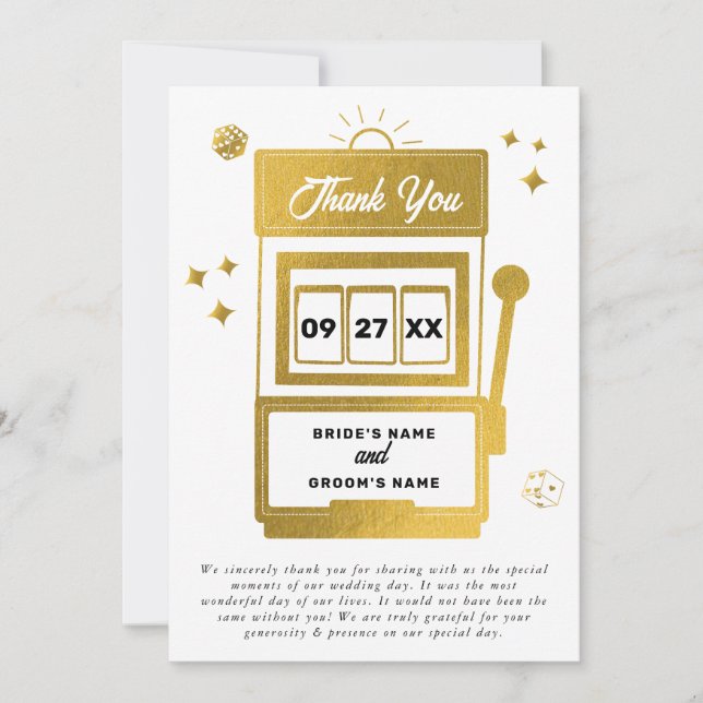 Las Vegas Destination Casino Slot Machine Wedding Invitation (Front)