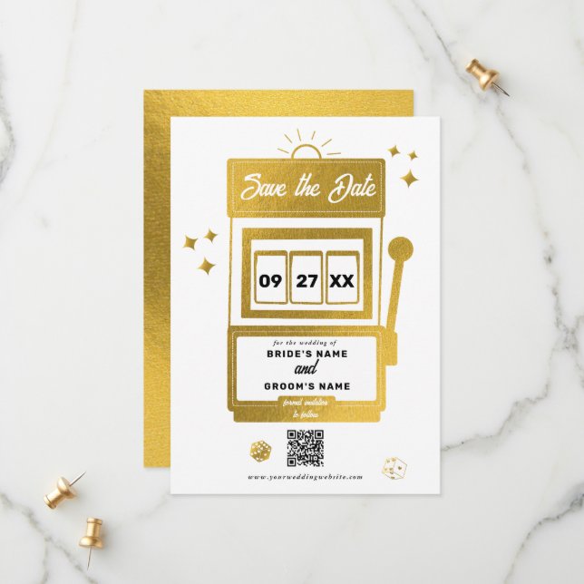 Las Vegas Destination Casino Slot Machine Wedding  Save The Date (Front/Back In Situ)