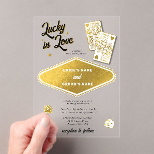 Las Vegas Destination Casino Wedding Lucky in Love Acrylic Invitations
