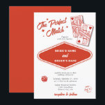 Las Vegas Destination Perfect Match Wedding Invitation<br><div class="desc">A unique hand drawn Las Vegas Casino themed wedding "the perfect match" design. A modern destination Las Vegas, Nevada wedding theme featuring playing cards, casino gambling themed illustrations. A red and white Las Vegas wedding invitation design ideal for casino themed weddings. Matching wedding stationery items and other wedding invite formats...</div>