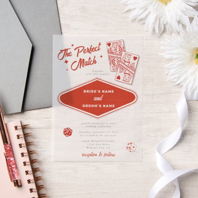Las Vegas Destination Perfect Match Wedding Vellum Invitations (Wedding)