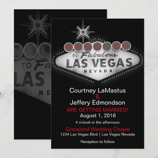 Las Vegas Destination Wedding Invitation (Front/Back)