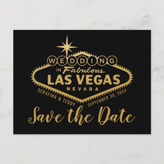 Las Vegas Destination Wedding Save The Date Announcement Postcard