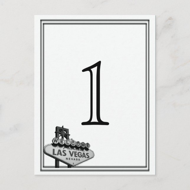 Las Vegas Destination Wedding Table Number Postcard (Front)