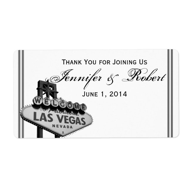 Las Vegas Destination Wedding Water Bottle Label (Front)