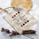 Las Vegas Destination Wedding Welcome Tote Bag<br><div class="desc">Modern,  elegant Las Vegas Destination Wedding Welcome Bag. Design features Las Vegas script and gold,  clubs ,  diamonds ,  hearts and spades icons in gold elegant frame and details in trendy lettering on the front.</div>