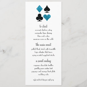 Las Vegas Destiny Blue Glitter Wedding Menu