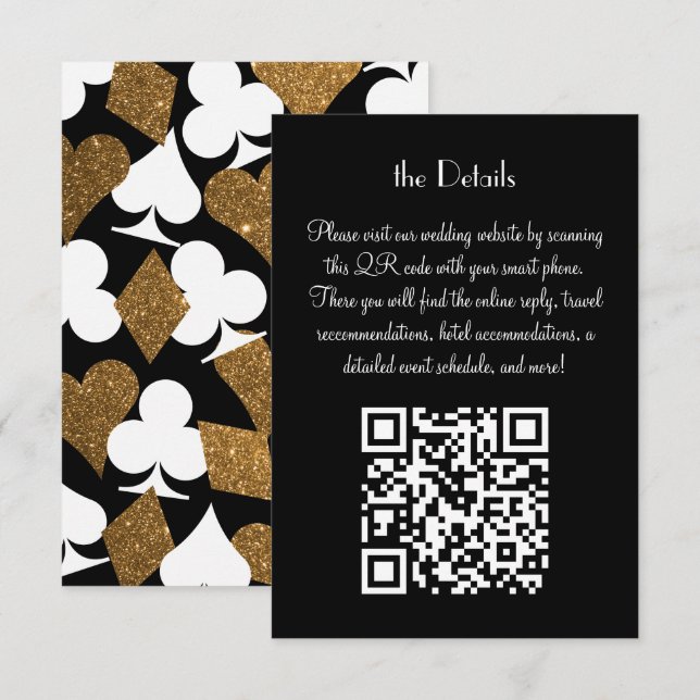 Las Vegas Destiny Gold Glitter Wedding Details Invitation (Front/Back)