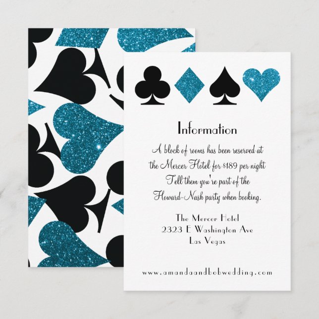 Las Vegas Destiny Malibu Blue Glitter Information Invitation (Front/Back)