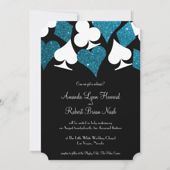 Las Vegas Destiny Malibu Blue Glitter Wedding Invitation (Front)