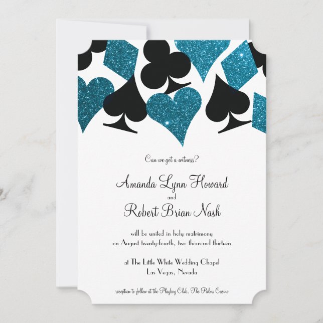 Las Vegas Destiny Malibu Blue Glitter Wedding Invitation (Front)
