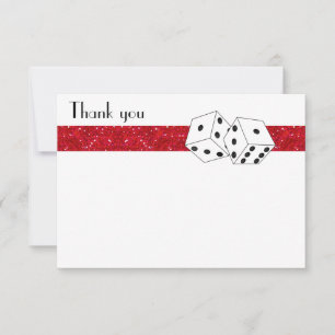 Las Vegas Dice Theme Flat Thank You Red Note Card