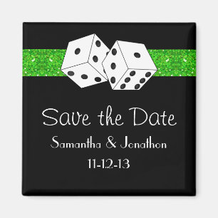 Las Vegas Dice Theme Green & Black Save the Date Magnet