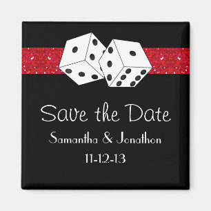 Las Vegas Dice Theme Hot Red Black Save the Date Magnet