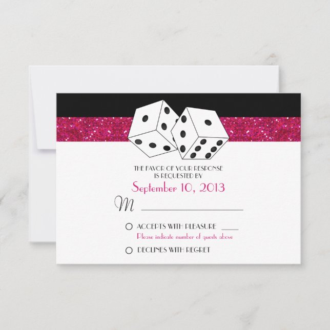 Las Vegas Dice Theme RSVP Hot Pink Faux Glitter (Front)