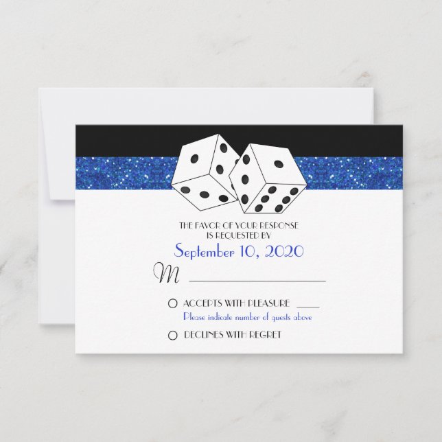 Las Vegas Dice Theme RSVP Royal Blue Faux Glitter (Front)