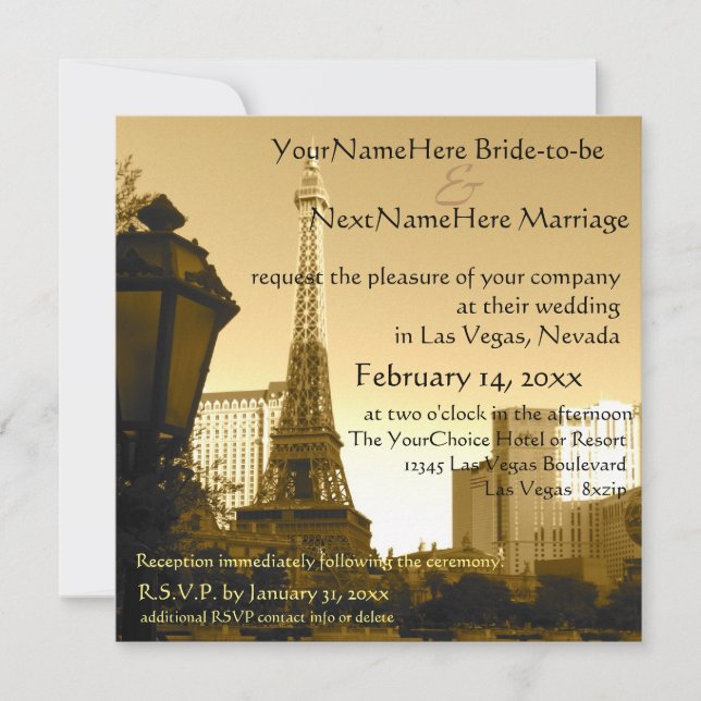 Las Vegas Eiffel Tower Paris Theme Invitation (Front)