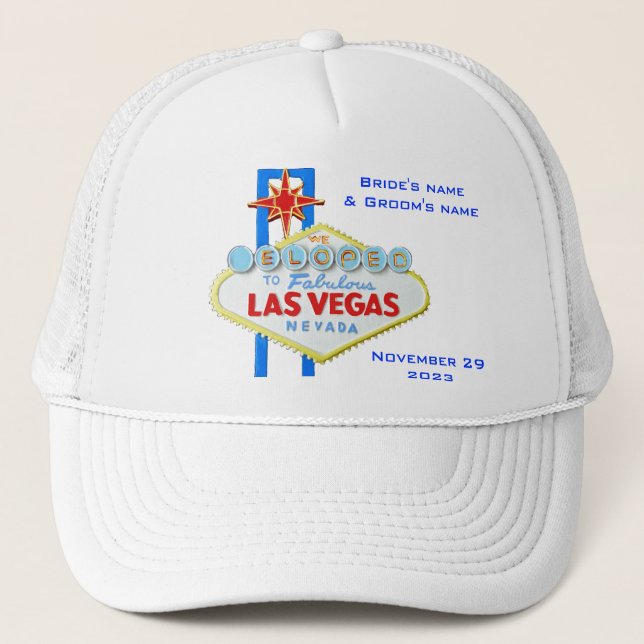 Las Vegas Elope Announcement Trucker Hat (Front)