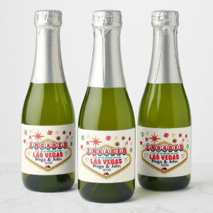 Las Vegas Engaged Celebration Couple Sparkling Wine Label
