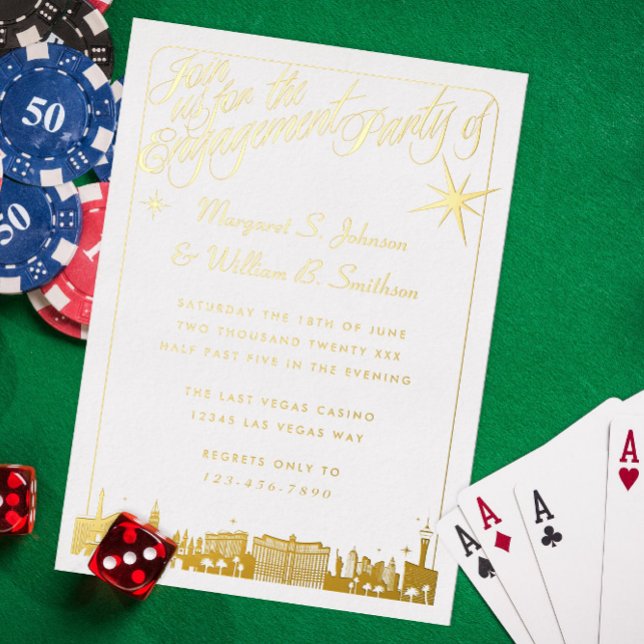 Las Vegas Engagement Party Gold Foil Invitation (Creator Uploaded)