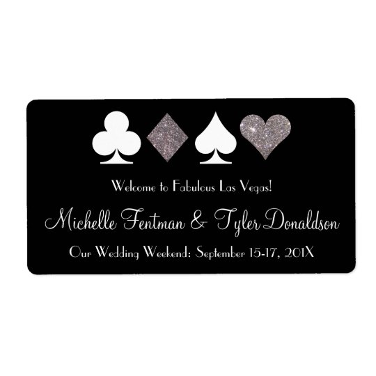 Las Vegas Faux Silver Glitter Welcome Bag Label Shipping Label
