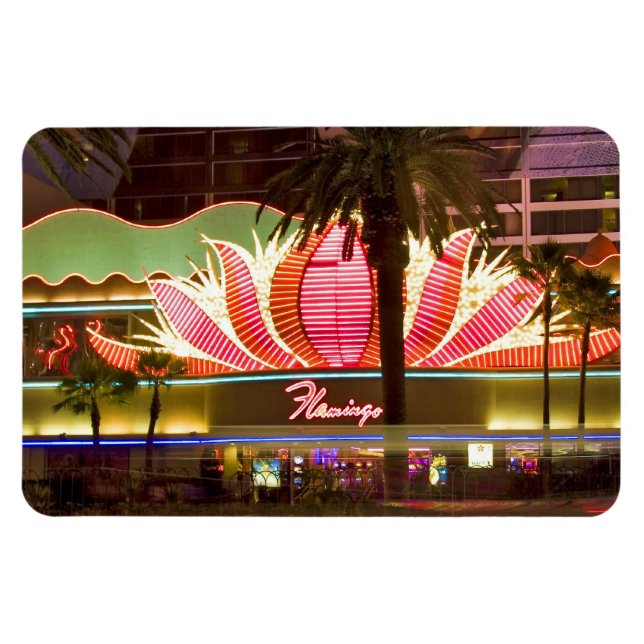 Las Vegas Flamingo @ Night Flexible Magnet (Horizontal)