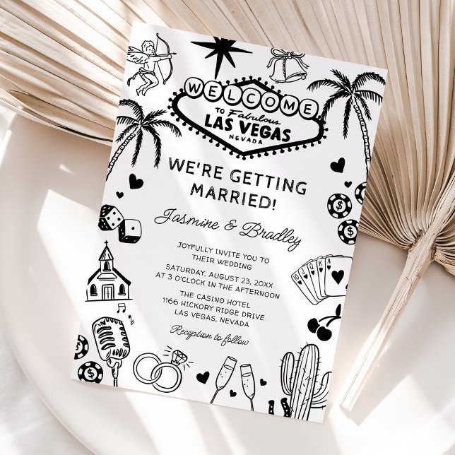 Las Vegas Fun Doodle Wedding Invitation (Creator Uploaded)